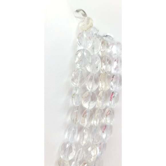 Sterling Silver Slide Tube Clasp Multi Strand Faceted Quartz Choker, 14 Inches - Picture 4 of 11